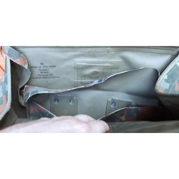 Flecktarn German Army Bundeswehr Gas Mask Bag Camo Rubber Field Pouch 12"x11"x7" - Picture 6 of 8